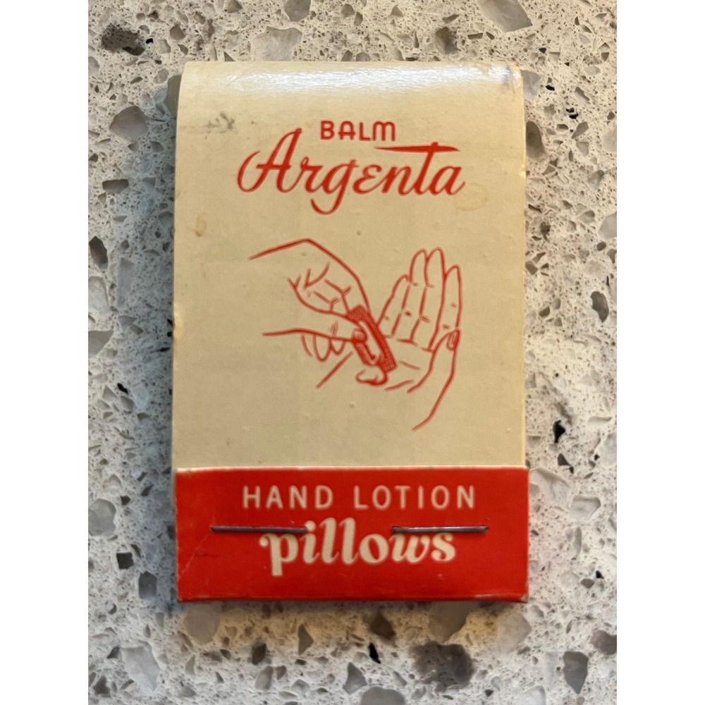 Vintage Balm Argenta Lotion Pillows Matchbook Sample Baker's Pharmacy Oregon